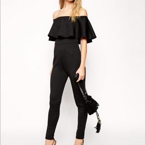 ASOS Black Off-the-Shoulder Jumpsuit